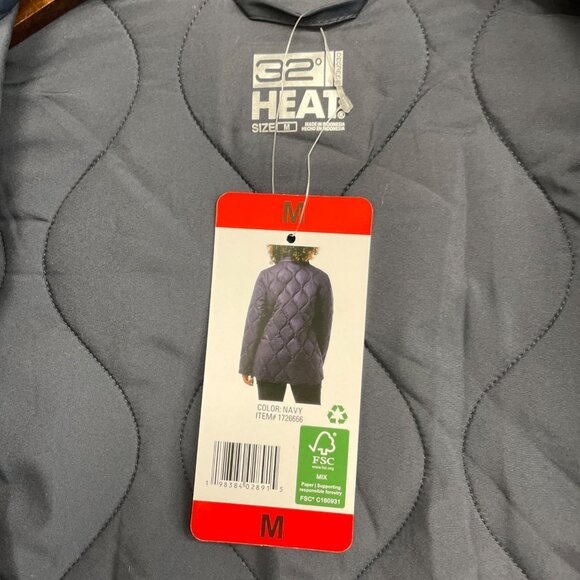 NEW 32 Degrees Heat Women's M Quilted Jacket Navy Polyester Button Lightweight - Picture 7 of 10